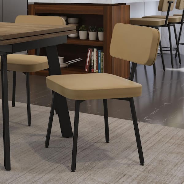 Amisco Tereza Desert Tan Faux Leather / Black Metal Upholstered Dining Chair