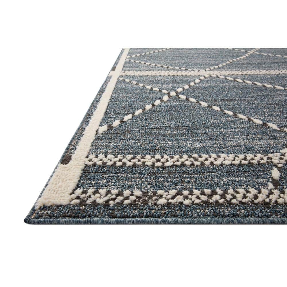 Fabian Denim and Charcoal Diamond Wool Area Rug 2'-7" x 12'-0"