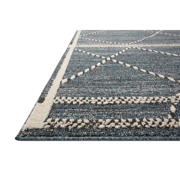 Fabian Denim/Charcoal 6 ft. 7 in. x 9 ft. 2 in. Geometric Moroccan Area Rug