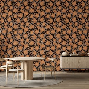 Silhouette Brushed Copper and Black Removable Peel and Stick Vinyl Wallpaper, 56 sq. ft.