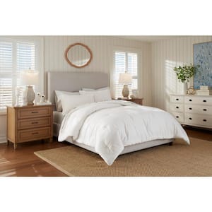 3-Piece Bright White Cotton Linen Blend Full/Queen Comforter Set