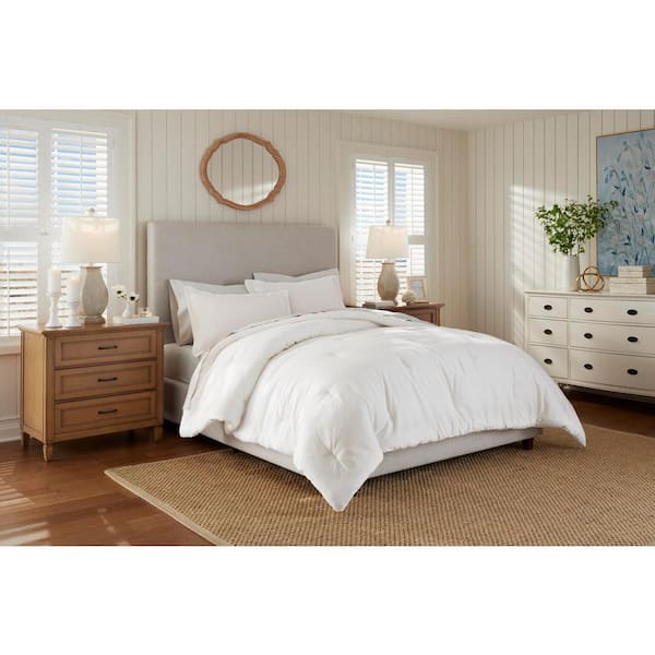 Home Decorators Collection 3-Piece Bright White Cotton Linen Blend Full/Queen Comforter Set
