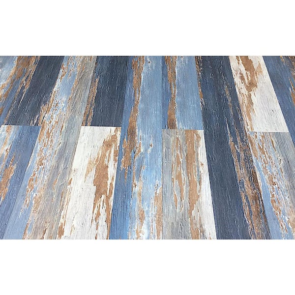 Deco Products Colors 20-Piece 6-in x 36-in Old Blue Sea Mixed Luxury Vinyl Plank Flooring