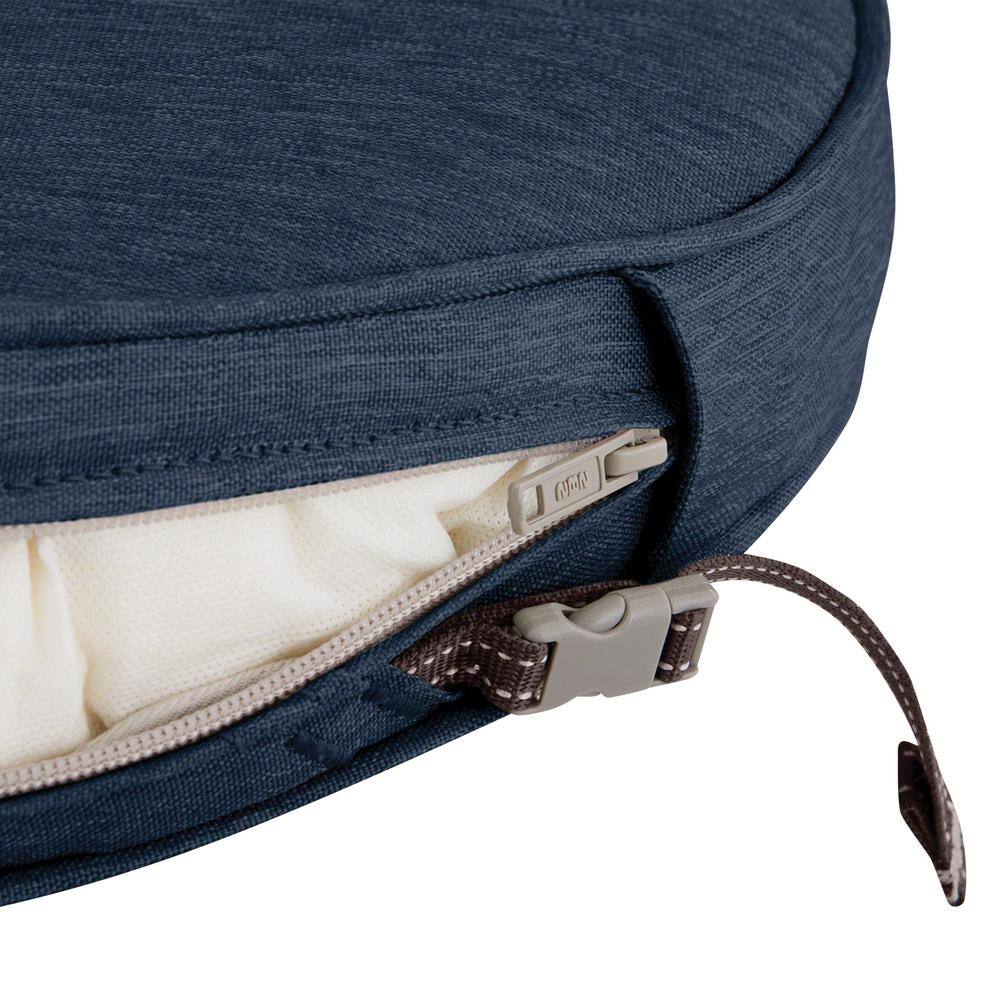 Heather Indigo Blue Round Outdoor Foam Chair Cushion