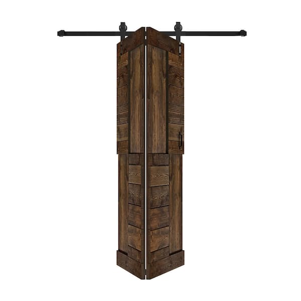 ISLIFE S Series 48 in. x80 in.(24 in. x 80" x 2Panels )Dark Walnut Solid Core Wood Bi-Fold Door w/ Hardware Kit-Assembly Needed