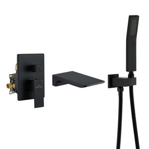 4 GPM Single-Handle Wall Mount Roman Tub Faucet with Hand Shower in Matte Black