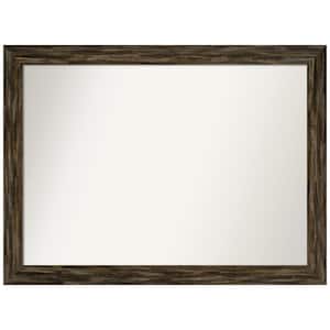 Fencepost Brown Narrow 42.5 in. W x 31.5 in. H Non-Beveled Wood Bathroom Wall Mirror in Brown