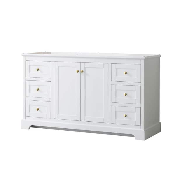 Wyndham Collection Avery 59.25 in. W x 21.75 in. D x 34.25 in. H Bath Vanity Cabinet without Top in White