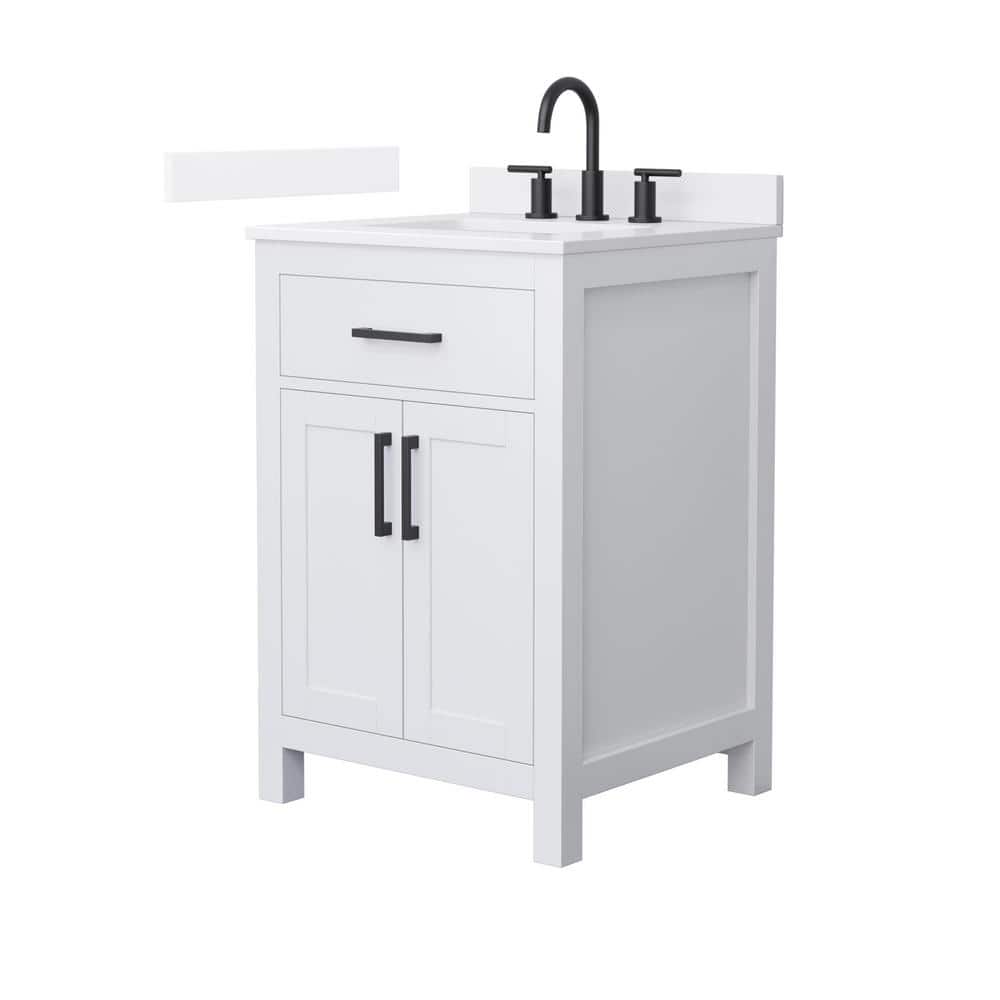Beckett 24" White Freestanding Single Bathroom Vanity with Quartz Top