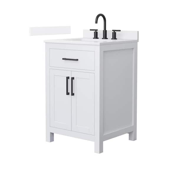 Beckett 24 in. Single Freestanding White Bath Vanity with White Quartz Top (Assembled)