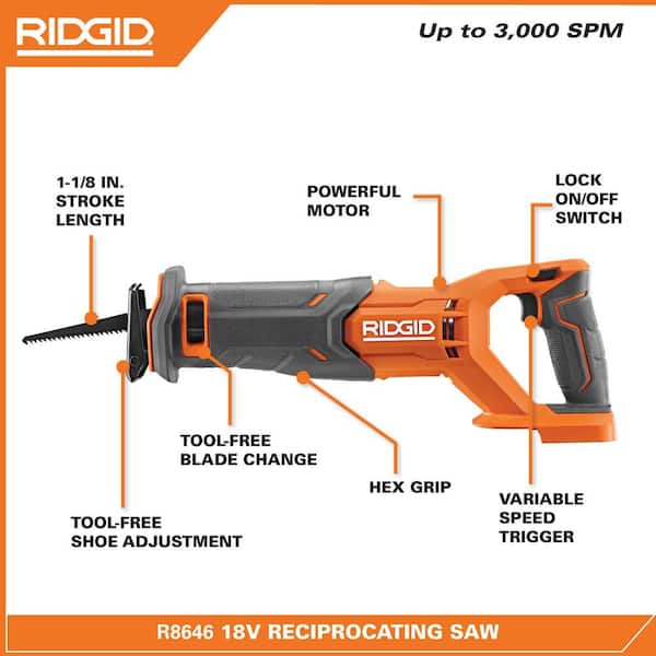 RIDGID 18V Cordless Reciprocating Saw with (2) 4.0 Ah RIDGID 18V Cordless Reciprocating Saw with (2) 4.0 Ah