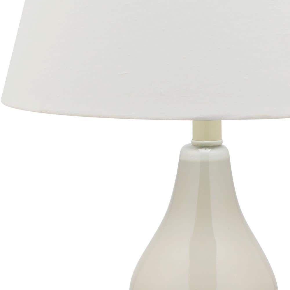 Cybil White Glass Double Gourd Nightstand Lamp Set with Cotton Shade