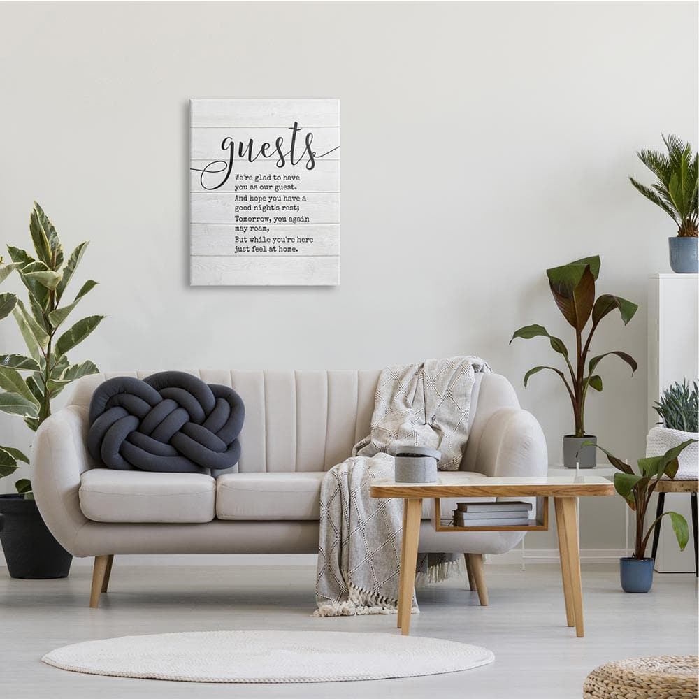 Guests Feel At Home White Canvas Motivational Quote Wall Art