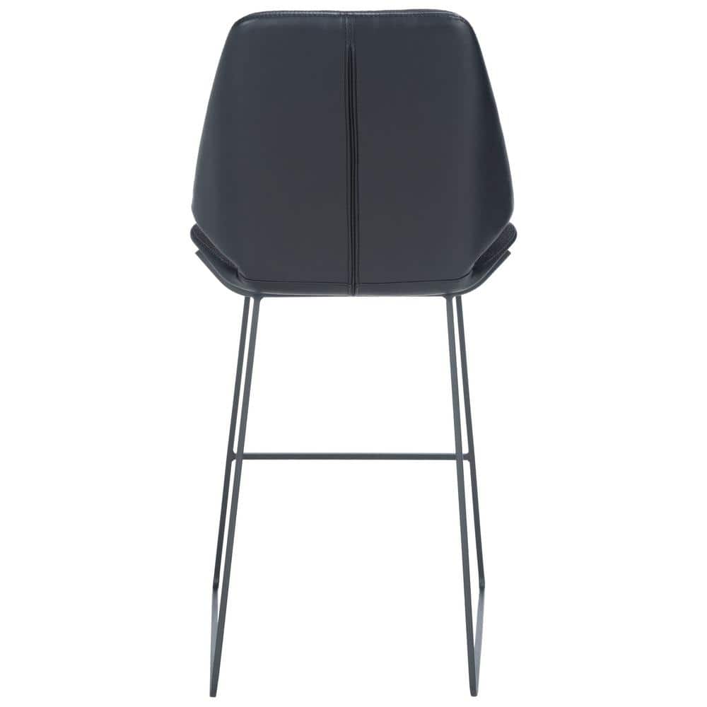 Modern Saddle Style Black Wood and Metal Counter Stool