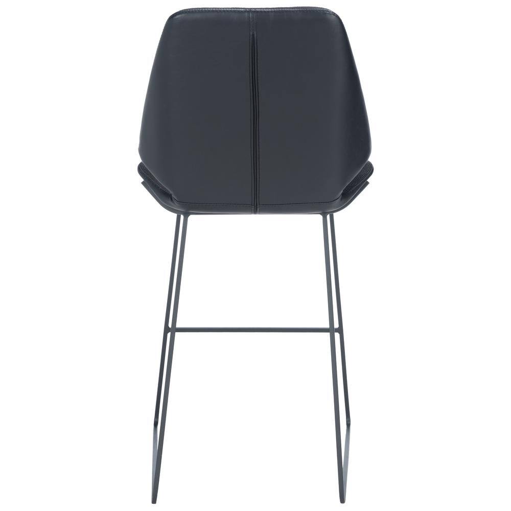 Modern Saddle Style Black Wood and Metal Counter Stool