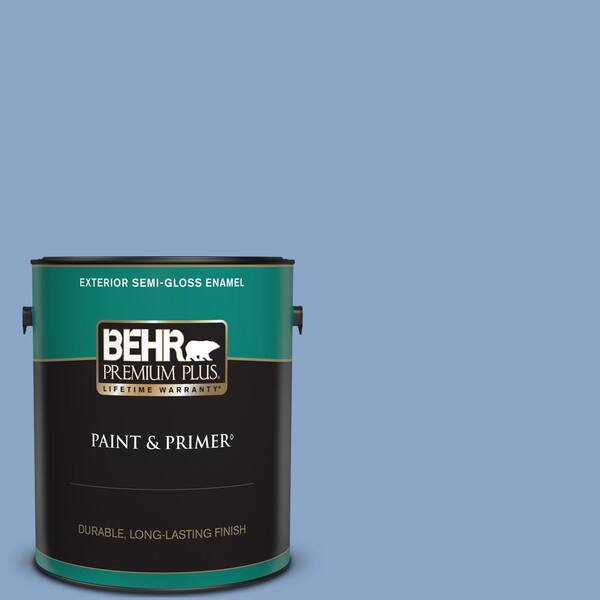 BEHR PREMIUM PLUS 1 gal. #590D-4 Romantic Isle Semi-Gloss Enamel Exterior Paint & Primer