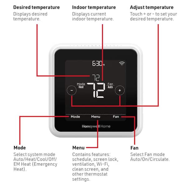 Smart Thermostat for Home, WiFi Programmable Digital Thermostat for Heat  Pump, Energy Saving, C-Wire Adapter Included, DIY Install, Voice Control