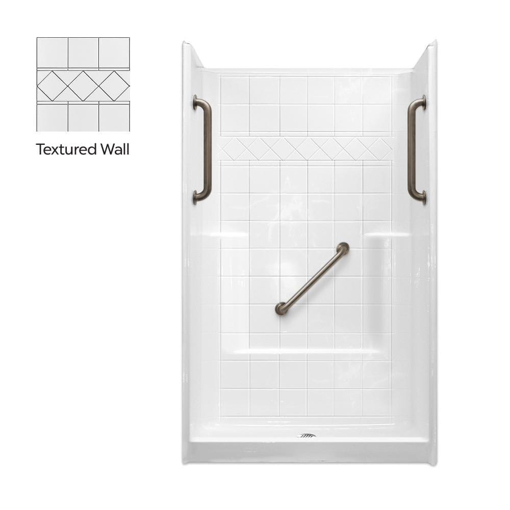 Liberty 48 in. x 37 in. x 80 in. AcrylX 1-Piece Shower Wall and Shower Pan in White with 3 Loose Grab Bars,Center Drain price history on PriceWatchPro