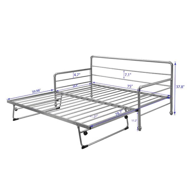 Metel Twin Size Daybed, Twin Bed Frame Pop Up Trundle