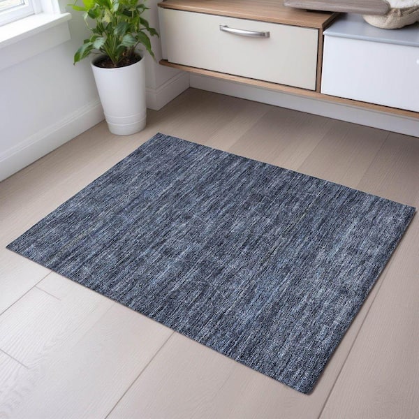 Mayfield Premium Machine Washable Abstract AMF1165 Navy 2 ft. x 3 ft. Area Rug