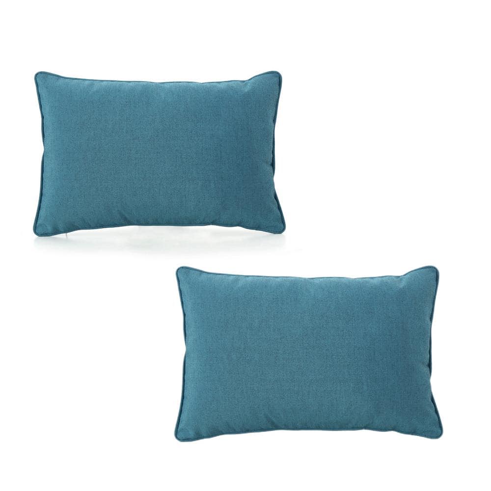 17 in. W x 10 in. H Outdoor Teal Water Resistant Fabric Bolster Pillow for 