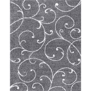 Soho Shag Floral Gray 5 ft. x 7 ft. Indoor Area Rug