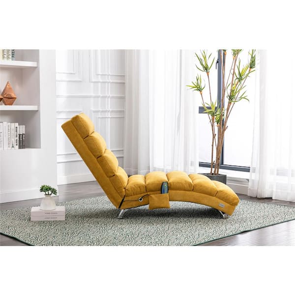 Modern Mustard Polyester 140° Backrest Design Linen Chaise Lounge Indoor  Chair, Long Lounger for Office or Living Room ZY-W39539621 - The Home Depot
