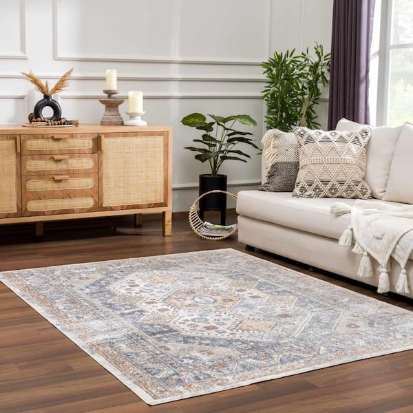Afya 2 ft. x 3 ft. Dark Blue/Light Blue/Rust Area Rug