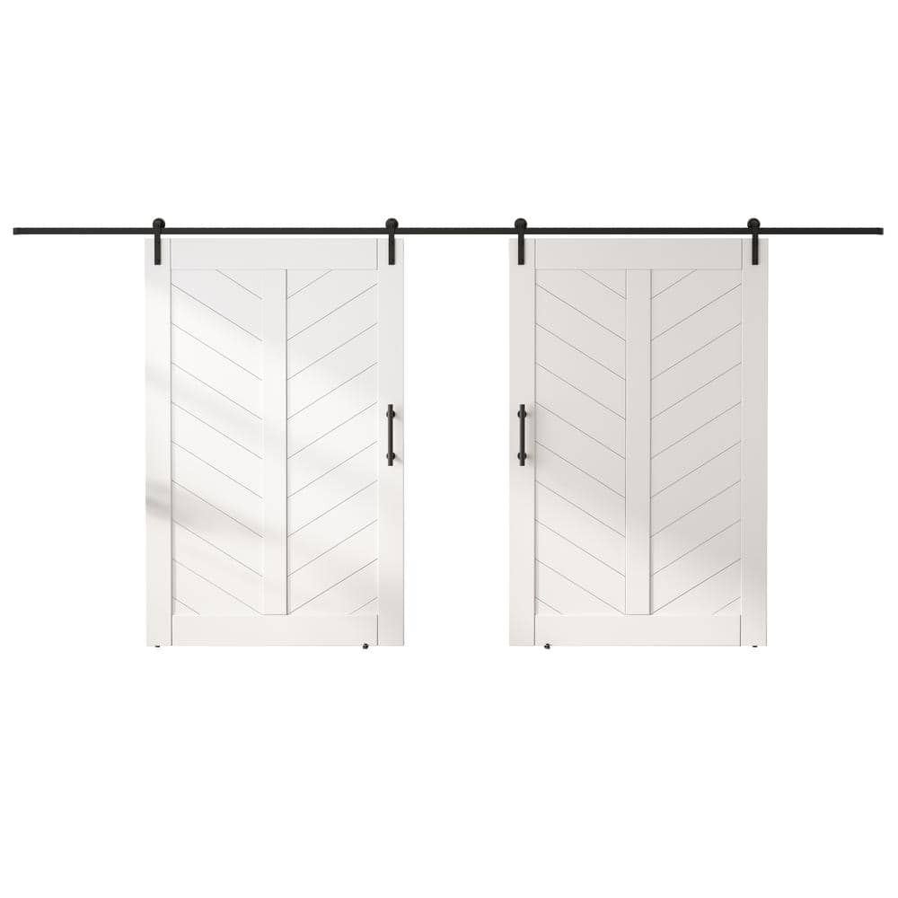 96 in. x 84 in. MDF Sliding Barn Door with Hardware Kit, Covered with Water