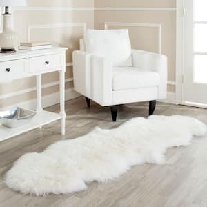 Sheep Skin White 2 ft. x 6 ft. Solid Gradient Runner Rug