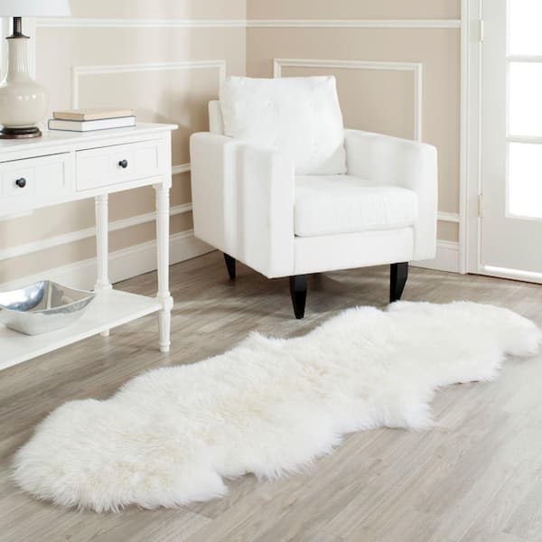 Sheep Skin White 2 ft. x 8 ft. Solid Runner Rug