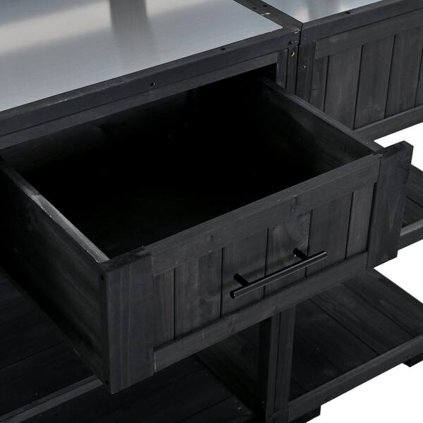 62.3 in. Patio Potting Bench Garden Workstation Solid Wood Kitchen