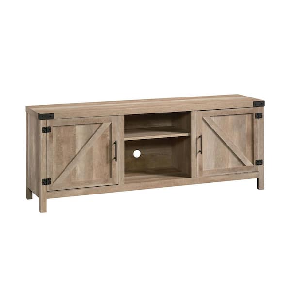 SAUDER Bridge Acre 62.008 in. Lintel Oak Engineered Wood Entertainment Center Fits TV's up to 65 in. with 2-Doors
