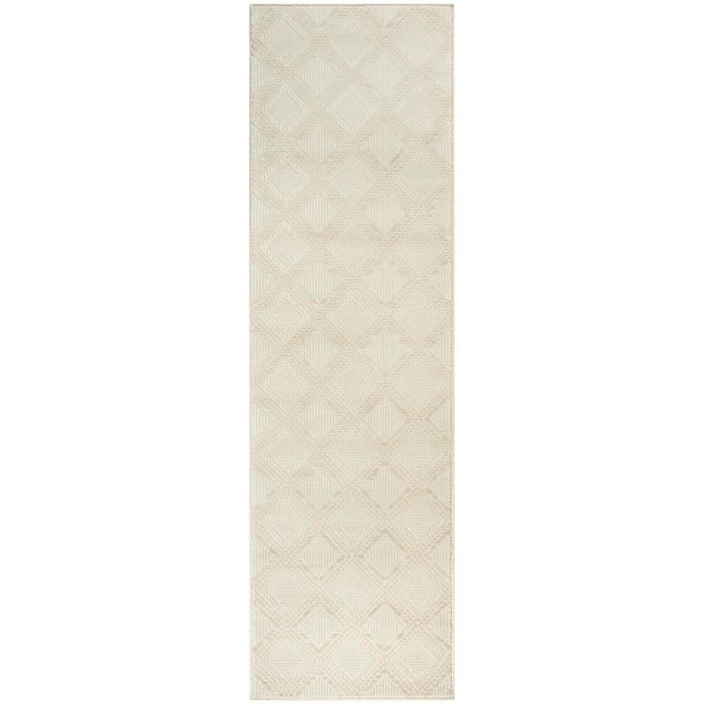 Nourison Serenity Home Ivory 2 ft. x 8 ft. Geometric Contemporary ...