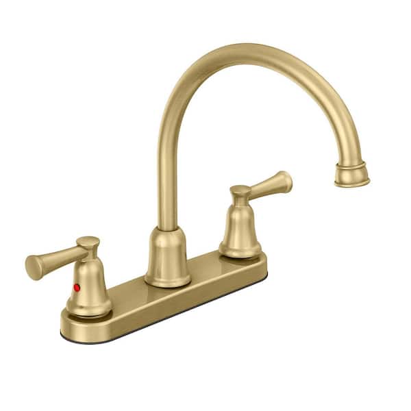 Glacier Bay Lisbon 2-Handle Standard High Arc Kitchen Faucet in Matte Gold 8311222P - The Home Depot