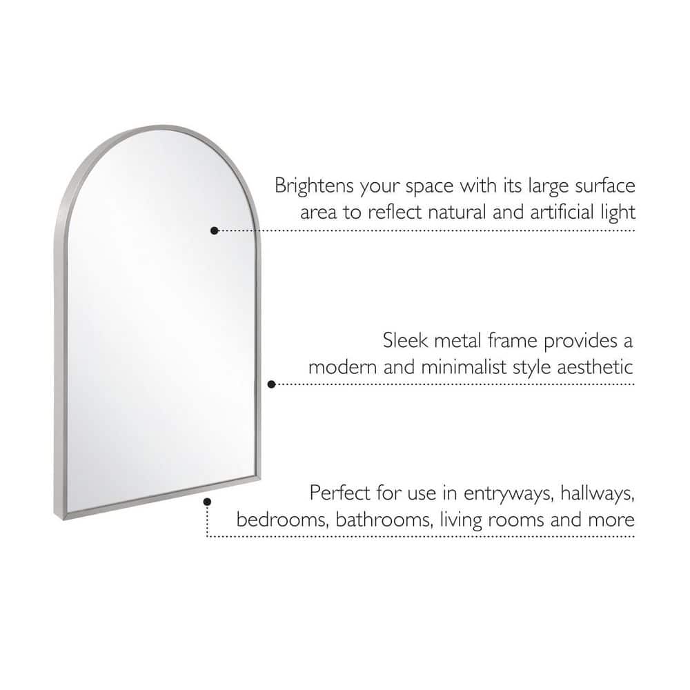 Maeve 30-Inch Silver Arched Wall Vanity Mirror
