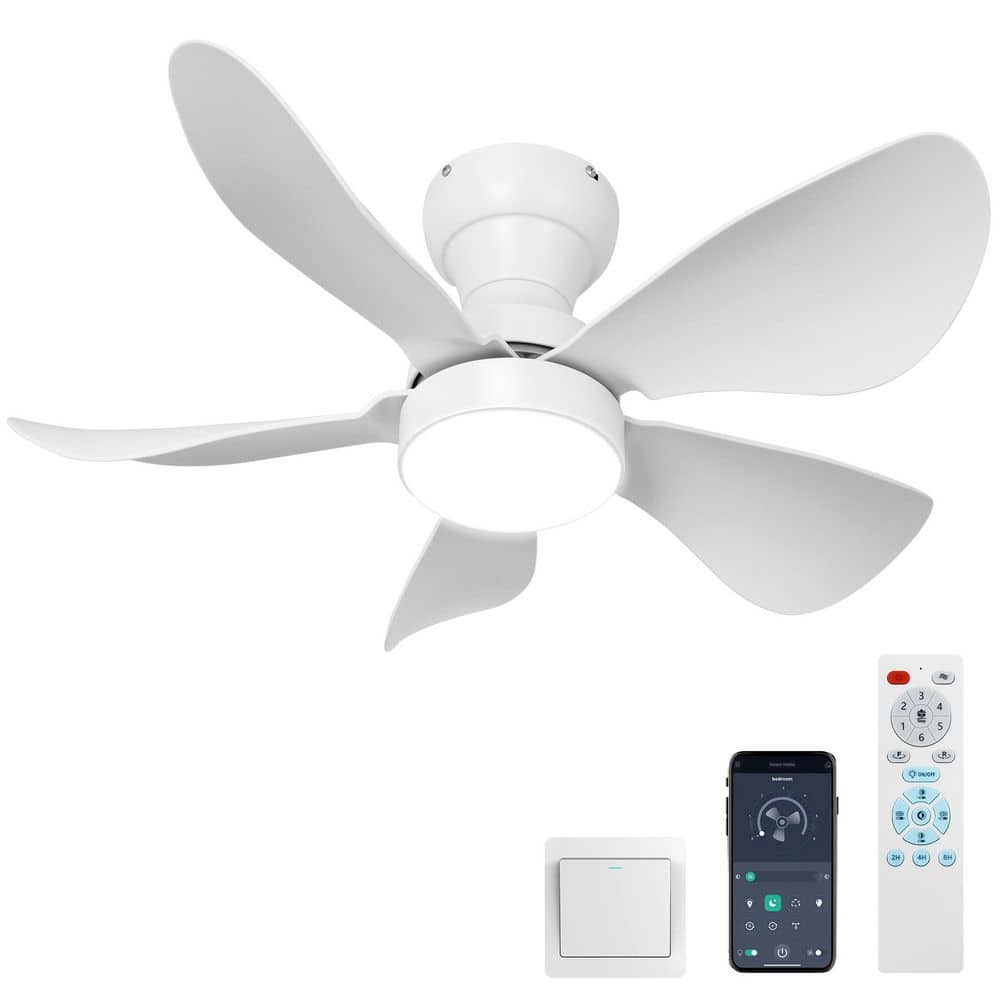29 in. Indoor Smart Flush Mount Ceiling Fan with Light, Low Profile 3 Blade