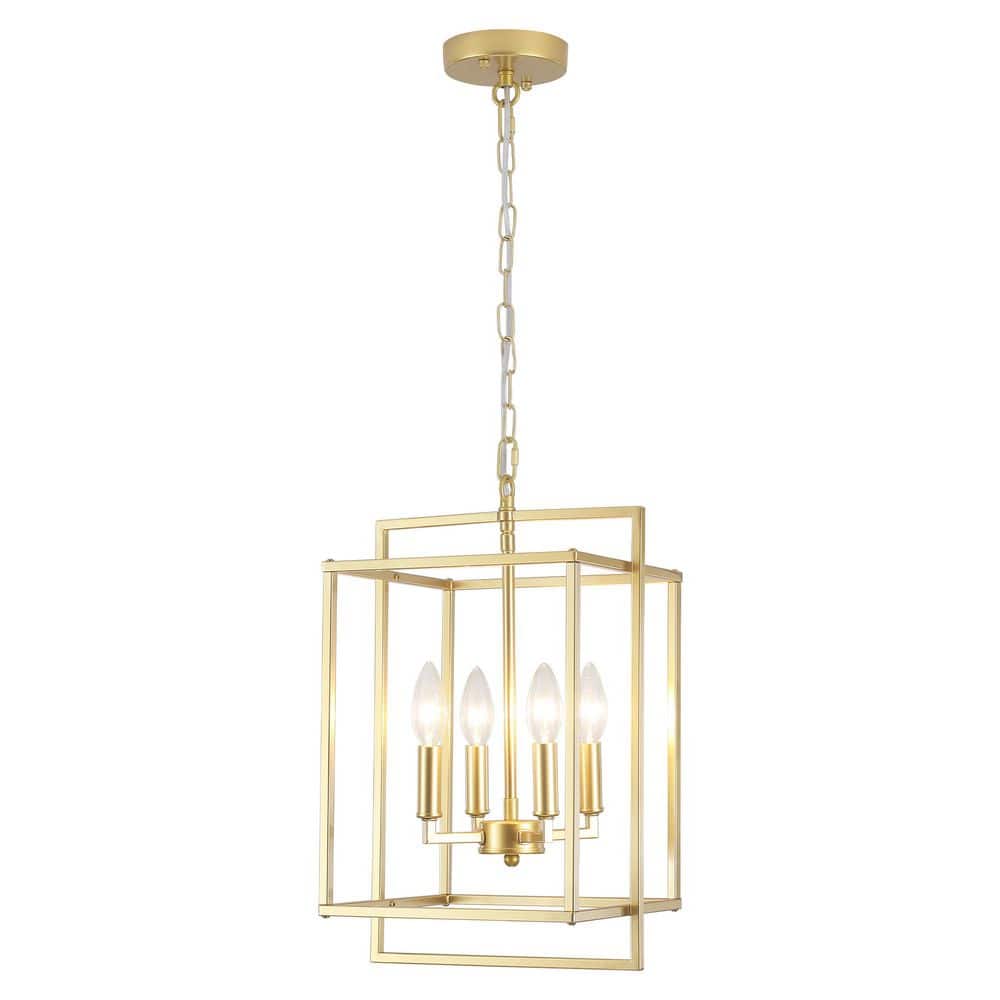 ZJVAIVE 4-Light Gold Candlestick Hanging Linear Chandelier