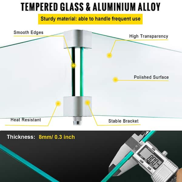 Rectangular edge protection for glass railing systems