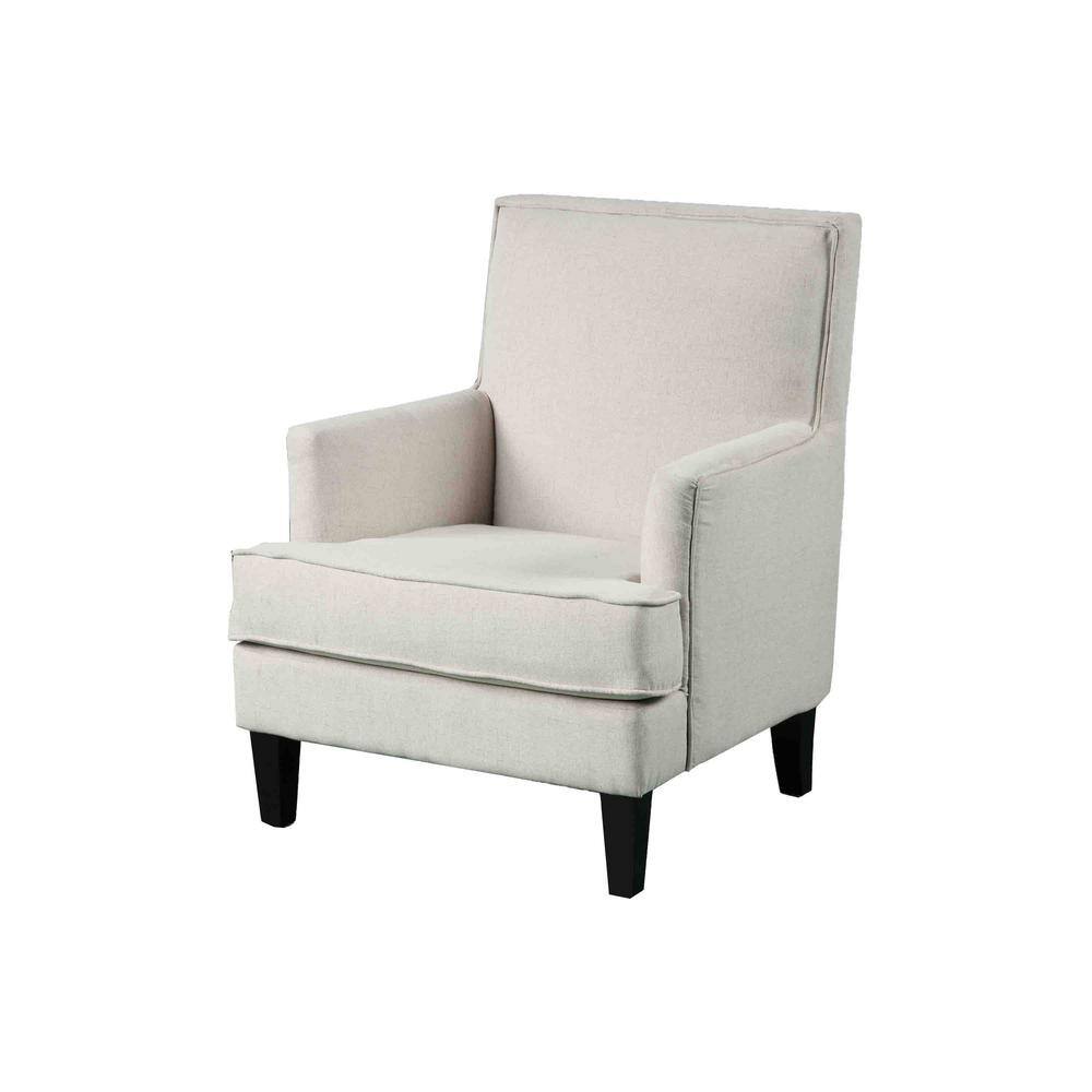 Classic Beige Velvet Accent Armchair with Manufactured Wood