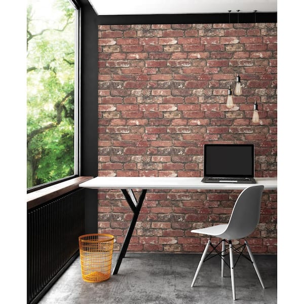 Brewster - Loft Red Brick Paper Non-Pasted Wallpaper Roll (Covers 56.4 Sq. Ft.)