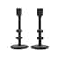 7 in. Black Large Cast Iron Metal Taper Candle Holder Set