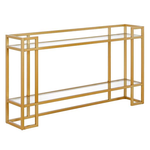 Meyer&Cross Uriel 52 in. Brass Rectangle Glass Console Table
