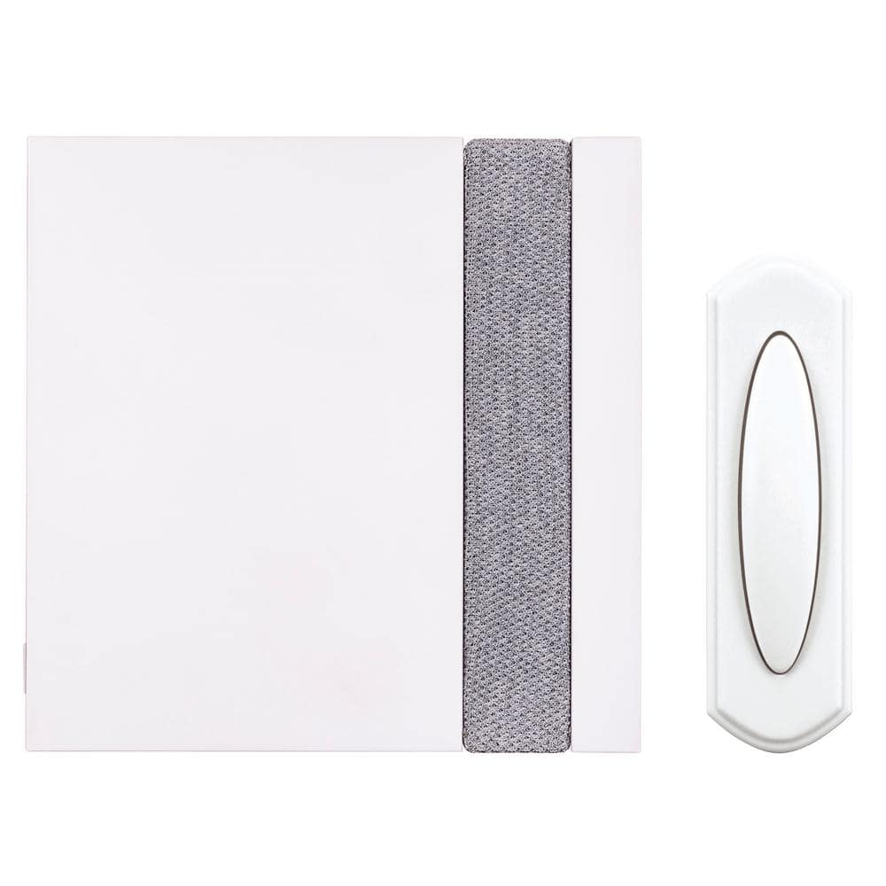 Defiant Wireless Plug-in Doorbell Kit with Wireless Push Button  White with Gray Fabric