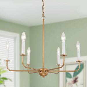 Uolfin Modern Farmhouse Chandelier Nova 30 In. 6- -Light Gold Island ...