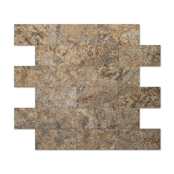 null Light Brown 13.5 in. x 11.4 in. PVC Peel and Stick Tile for Kitchen Backplash, Bathroom, Fireplace (9.6 sq. ft./box)