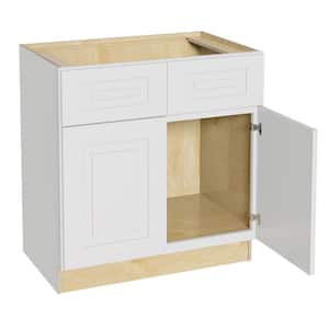 Grayson Pacific White Painted Plywood Shaker Assembled Sink Base Kitchen Cabinet Sft Cls 33 in W x 24 in D x 34.5 in H