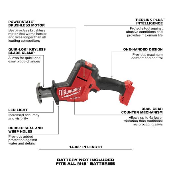 Milwaukee M18 FUEL 18V Brushless HACKZALL Recip Saw w/5.0Ah