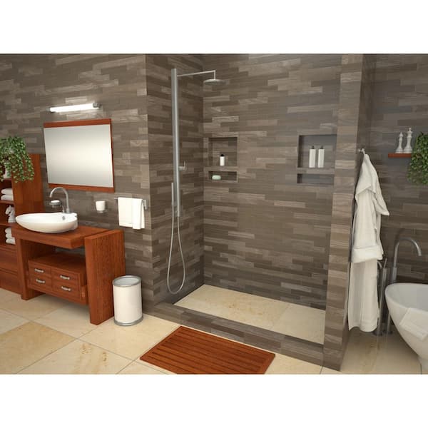 WonderFall Trench 48 in. L x 36 in. W Alcove Single Threshold Shower Pan Base with Left Drain in Tileable Trench Grate