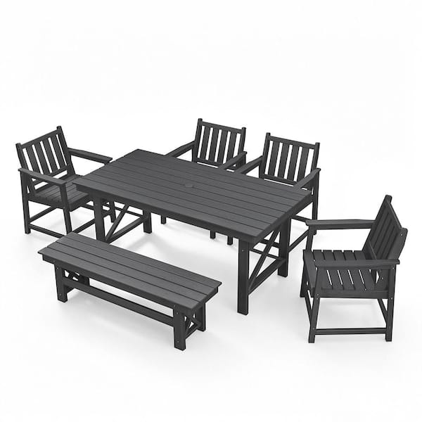 CikaCika HDPE 6-Piece Plastic Standard Height Outdoor Dining Set